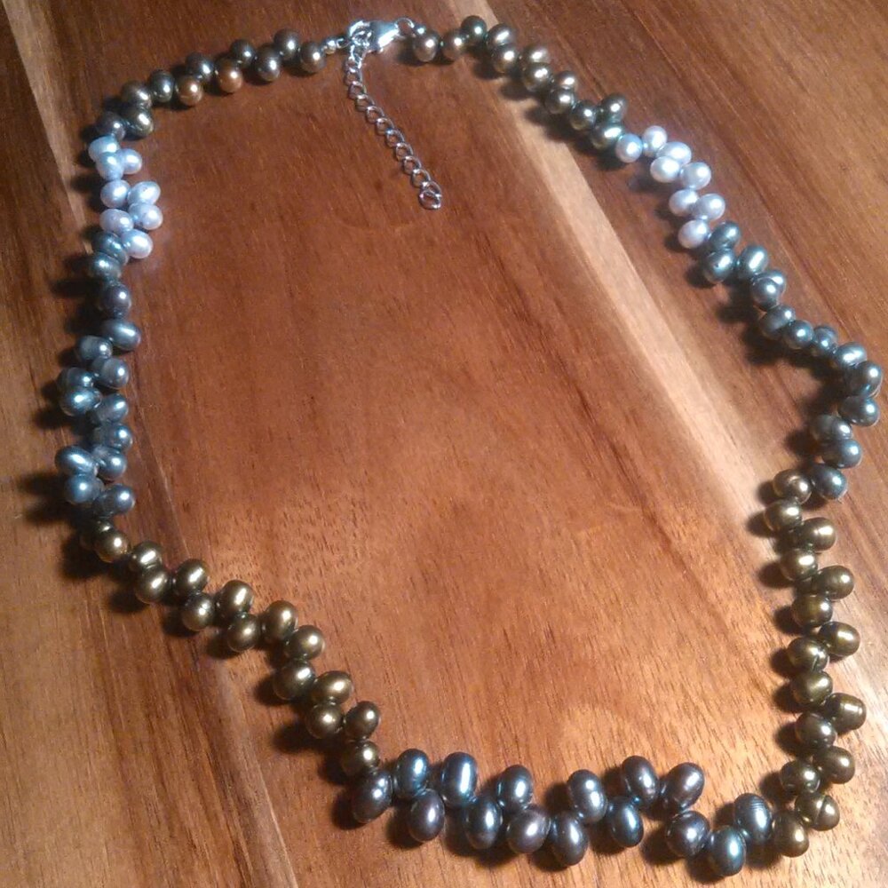 Multi-Color Pearl Rhodium Over Sterling Silver Necklace (18 Inch)